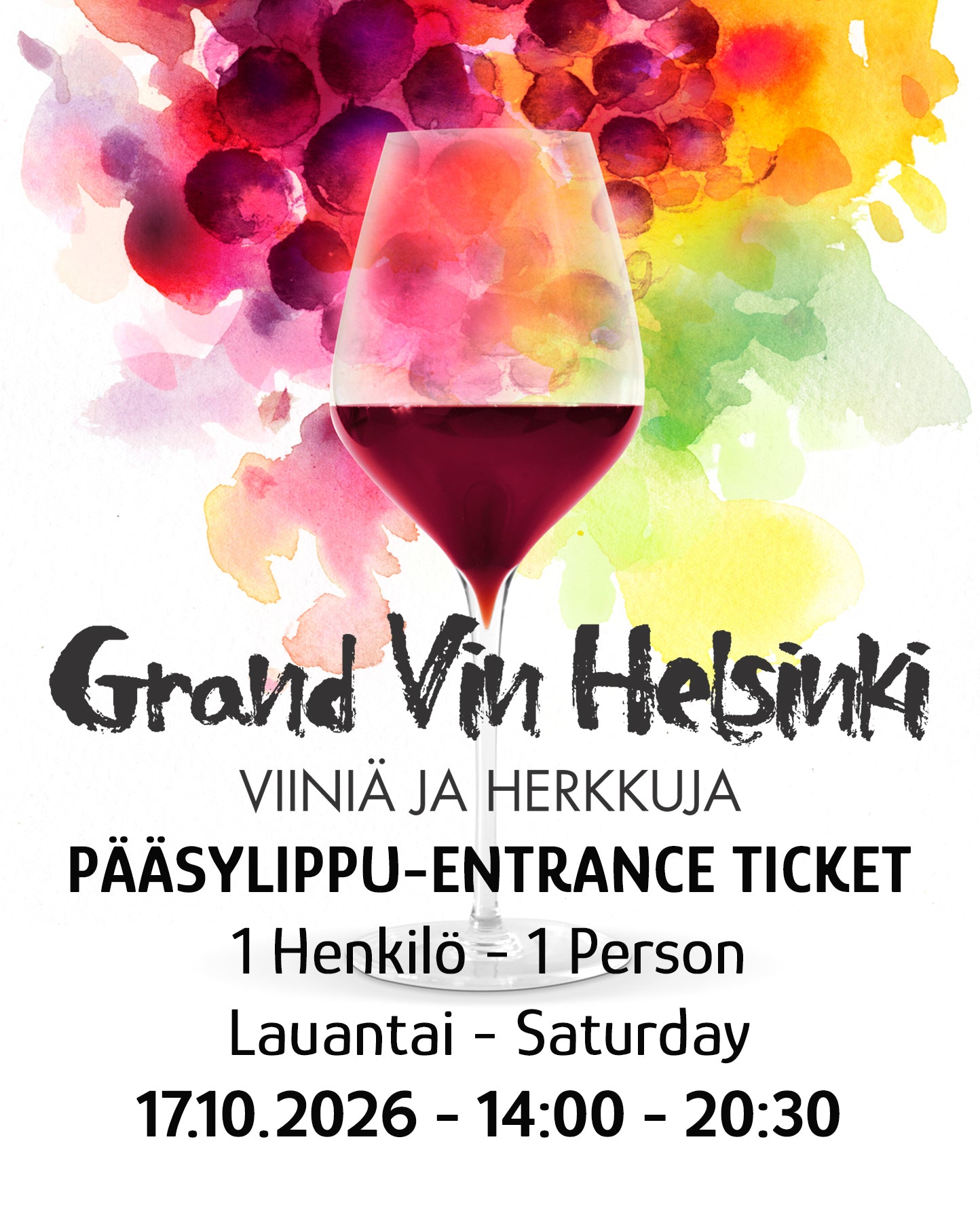 Pääsylippu Grand Vin Helsinki La 17.10.2026