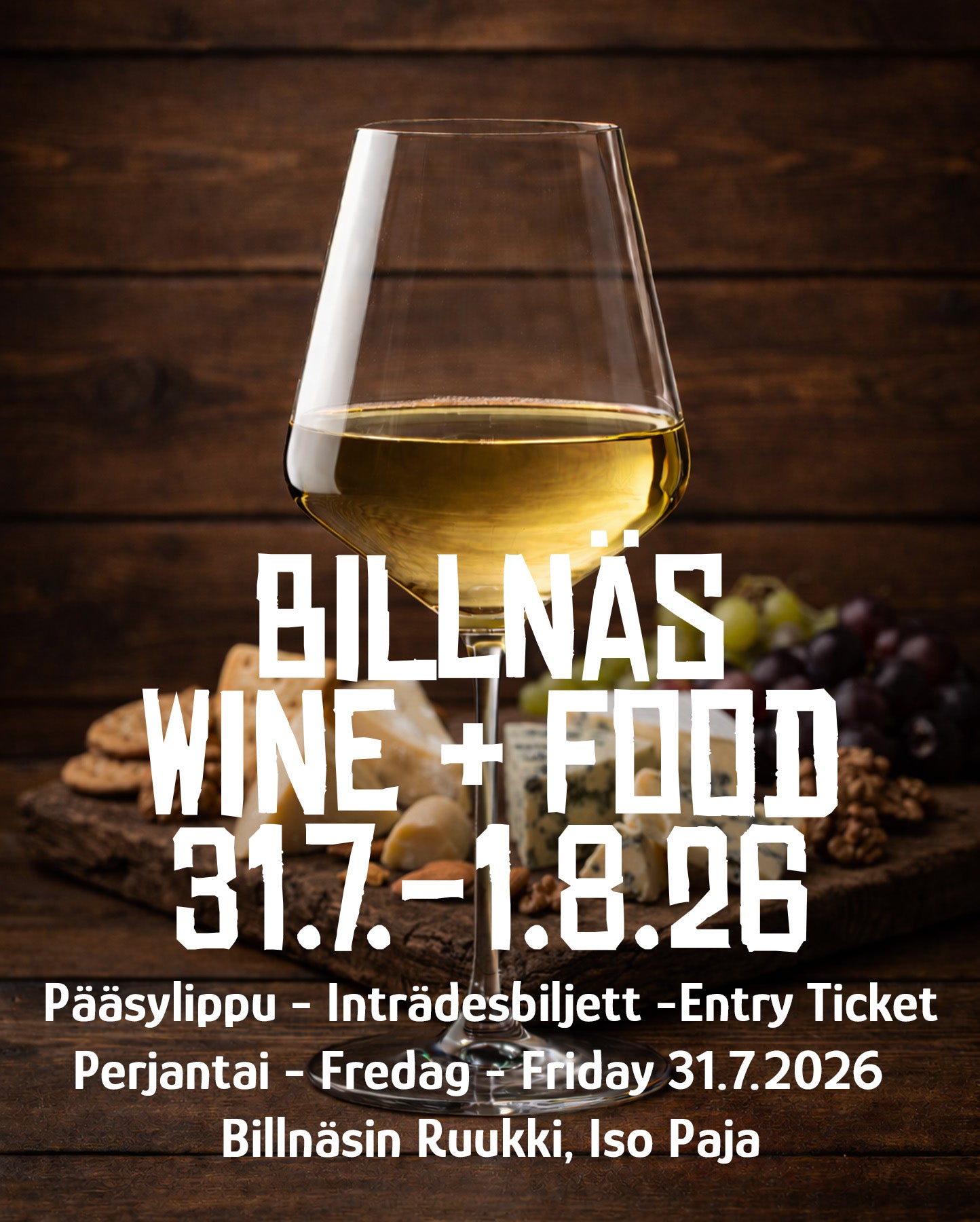 Sisäänpääsylippu Billnäs Wine + Food PE 31.7.26