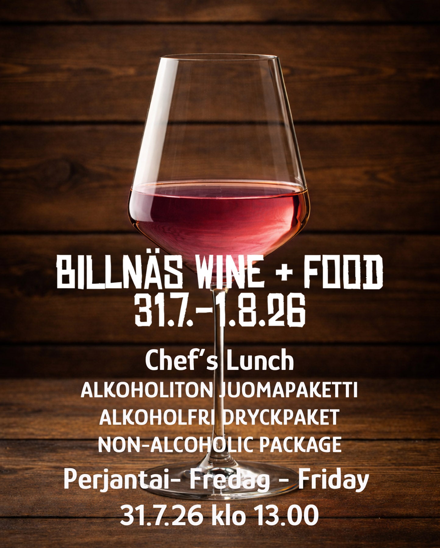 Alkoholiton juomapaketti Chef’s Lunch Pe 31.7.2026 klo 13.00